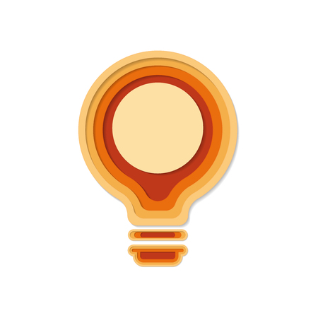 light bulb paper cut icon background. Vector illustration.のイラスト素材
