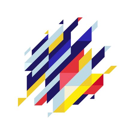 Modern diagonal abstractbackground geometric element. Blue,yellow and red diagonal lines & triangles.のイラスト素材