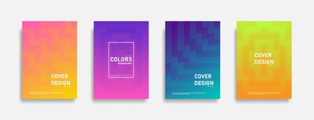 Abstract colorful line design background set, graphic banner cover and advertising design layout template.のイラスト素材
