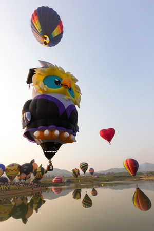 THAILAND FEBRUARY 13, 2016:Singha Park Chiang Rai International Balloon Fiesta 2016 will take place between February 10th and 14th at Singha Park Chiang Rai.?のeditorial素材