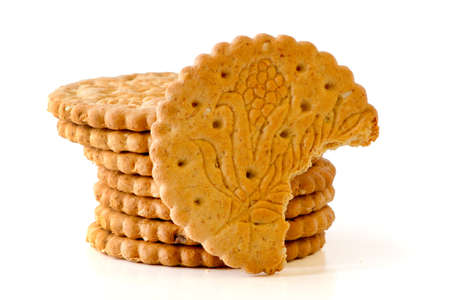 Closeup of a delicious crackers on white backgroundの写真素材