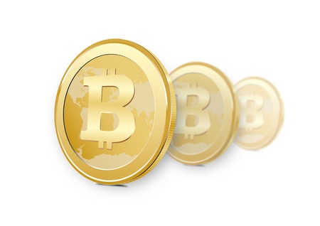 three bitcoin on a white backgroundのイラスト素材