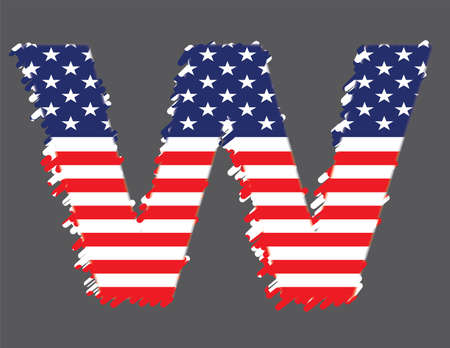 Flag of USA alphabet - Wのイラスト素材