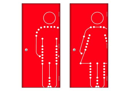 Toilet door for male and female gendersのイラスト素材