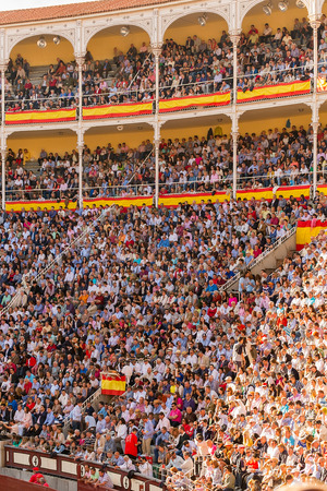 MADRID, SPAIN - MAY 30 - Action taking place during the bullfighting in Las Ventas, in Madrid, Spain, May 30, 2014のeditorial素材