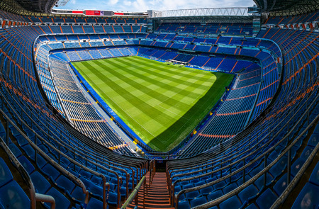 MADRID, SPAIN-AUGUST 18: Santiago Bernabeu Stadium of Real Madrid on August 18, 2014 in Madrid, Spain. Real Madrid C.F. was established in 1902.のeditorial素材
