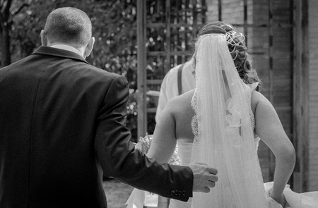 Retro style black and white wedding pictureの写真素材