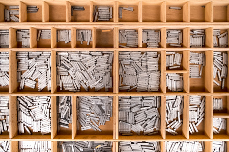 Letterpress type characters of letter - typography