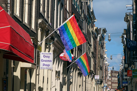 AMSTERDAM, NETHERLANDS - SEPTEMBER, 2014: Gay Neighborhood. Amsterdam was considered the gay capital of Europe in the second half of the 20th century.のeditorial素材