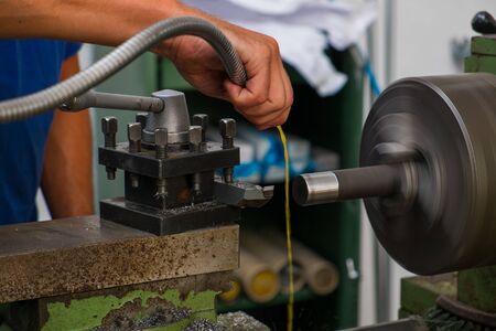 Lathe machine in a workshop, Part of the lathe