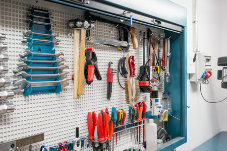 Tools in the board and in workshop. Workshop sceneの写真素材