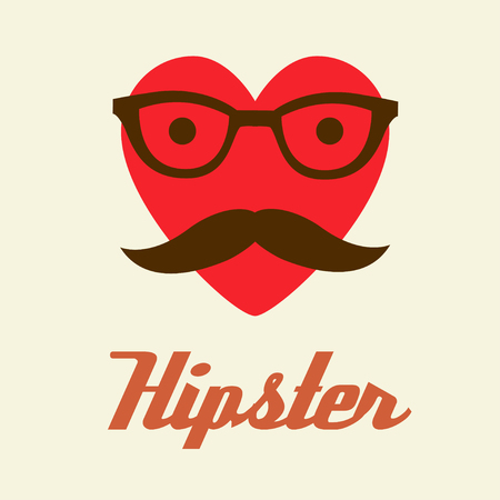 print I love Hipster style, glasses and mustaches  vector illustration backgroundのイラスト素材