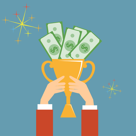 trophy cup full of moneyのイラスト素材