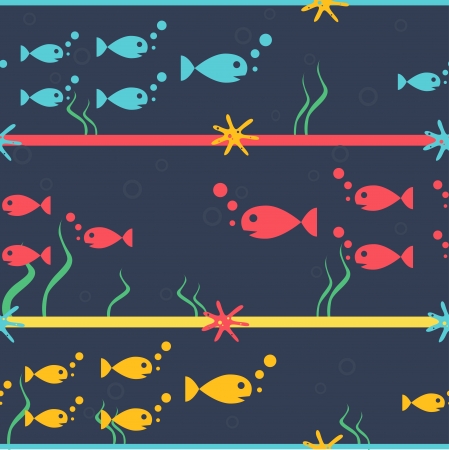 marine life seamless backgroundのイラスト素材