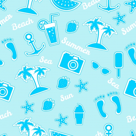 Summer vacation holiday icons seamless backgroundのイラスト素材