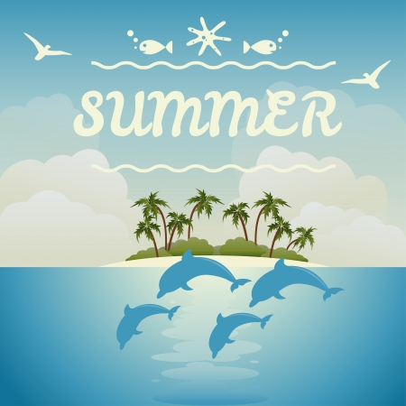 Summer beach vector background のイラスト素材