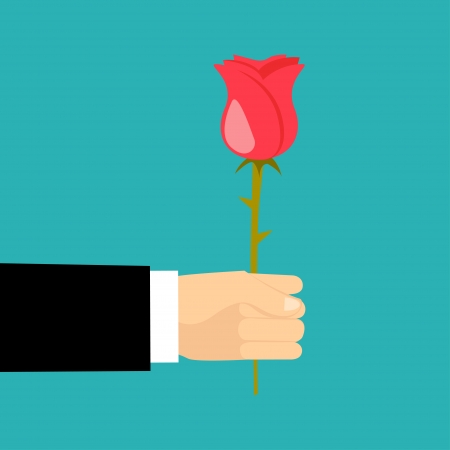 hold rose in handsのイラスト素材