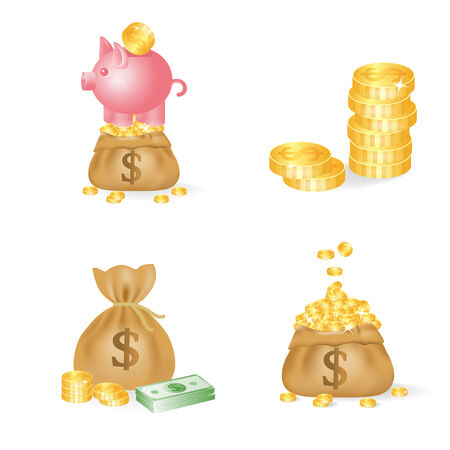 Set of icons on the financial theme  Money, vectorのイラスト素材
