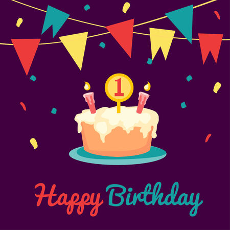 Vector picture with birthday cakeのイラスト素材