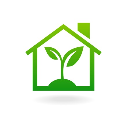 Eco house concept green leaf iconのイラスト素材