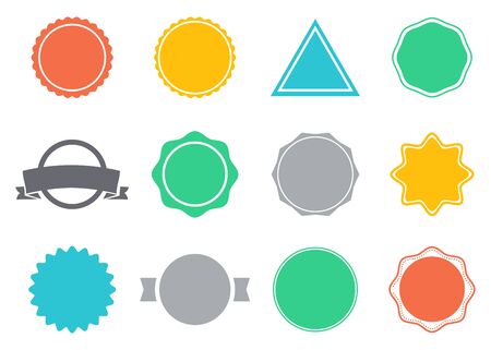 Set of blank retro vintage badges and labels. Set of vintage frames for emblems, labels, insignia. Badges icons, badgesのイラスト素材