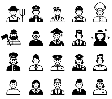 Avatar and People occupations icons. Human resources.のイラスト素材