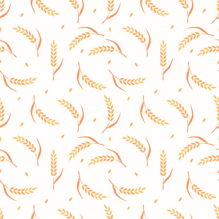Seamless pattern with cereals. Barley, wheat, rye, rice and oat. Hand drawn bakery background.のイラスト素材