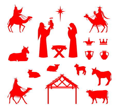 Scene of baby Jesus in the manger.のイラスト素材