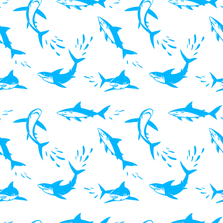 Sharks silhouettes seamless pattern.のイラスト素材