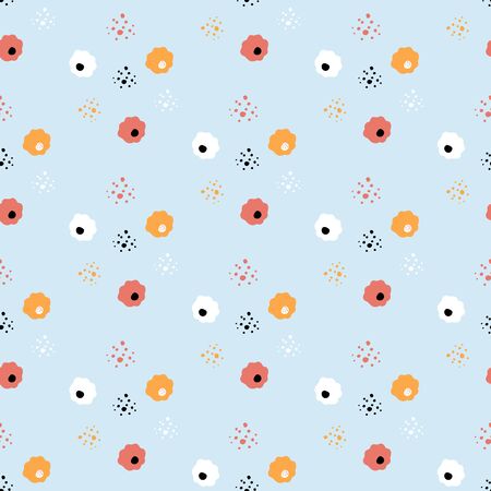 Elegant floral seamless pattern with gorgeous hand drawn wild flowers.Symbols hand drawn in trendy doodle style.のイラスト素材