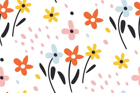 Ditsy floral background.Cute pattern in small flower. Creative kids for fabric, wrapping, textile.のイラスト素材