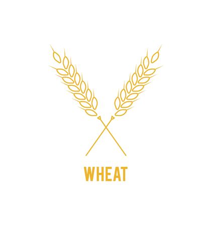 Vector logo design and elements of wheat grain. Line style logotype template with wheat. Easy to use business template.の写真素材