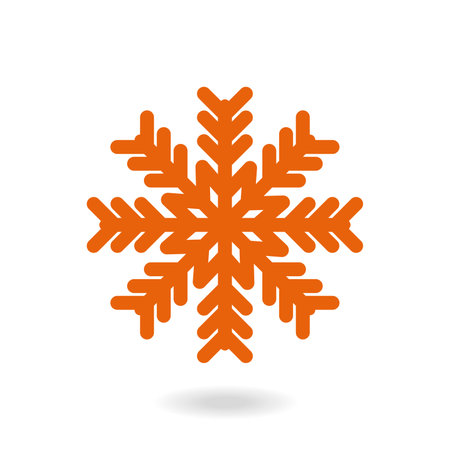 Snowflake freeze in winter red white simple icon. Merry Christmas and Happy New Year. Snowflake icon isolated on a white background. Vector illustration.のイラスト素材