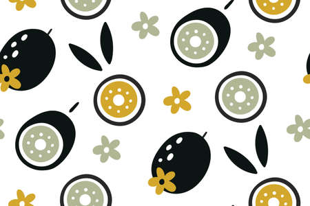 Kiwi seamless pattern. Hand drawn fresh tropical fruit. Doodle fruits. Vector repeat background for...