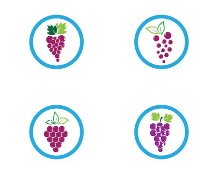 Bunch of wine grapes with leaf icon for food apps and websitesのイラスト素材