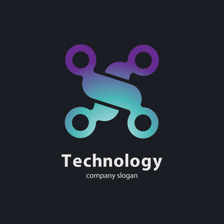 Circular technology circuit icon logo vector illustration designのイラスト素材