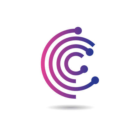 Circular technology circuit icon logo vector illustration designのイラスト素材