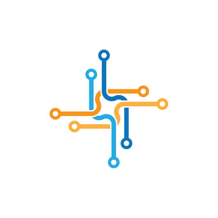 Circular technology circuit icon logo vector illustration designのイラスト素材