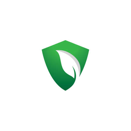 Leaf shield logo template vector icon designのイラスト素材