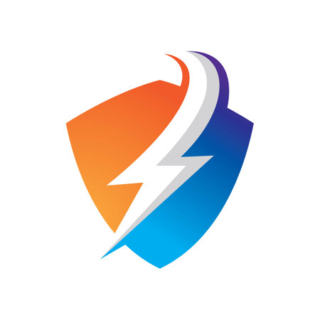 Lightning shield logo images illustration designのイラスト素材