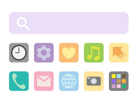 Set of app icons and search windowのイラスト素材