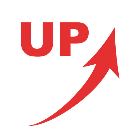 Up arrow with text - redのイラスト素材