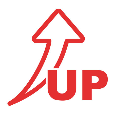 Up arrow with text - redのイラスト素材