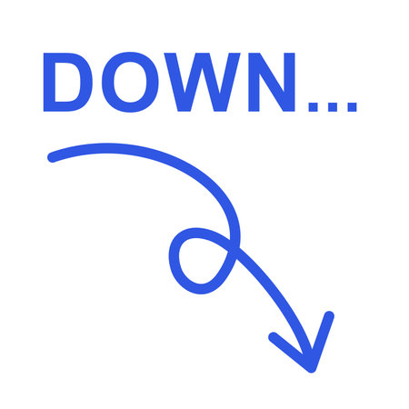 Down arrow blue - with textのイラスト素材