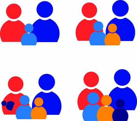 Family vector of a couple and their childrenのイラスト素材
