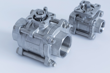 Group 2 valves, ball valve  with selective focus on thread fittingsの写真素材