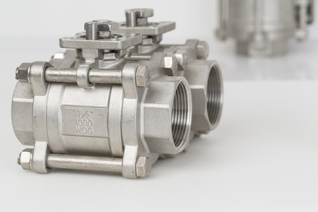 Group 2 valves, ball valve  with selective focus on thread fittingsの写真素材