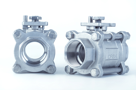Group 2 valves, ball valve  with selective focus on thread fittingsの写真素材