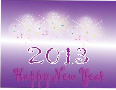 New Year s card with fireworks on purple backgroundのイラスト素材