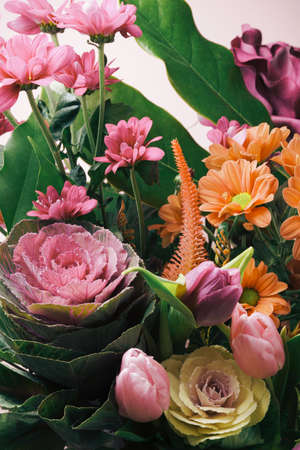 Creative compostion made of various  spring flowers . Nature love background.